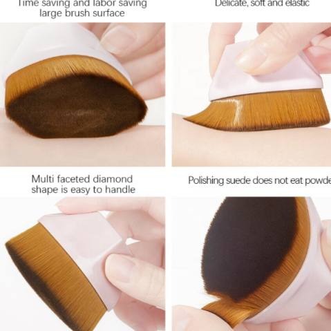 Pensula cosmetica profesionala pentru fond de ten, pudra si produse lichide, CRM, portabila, roz [1]
