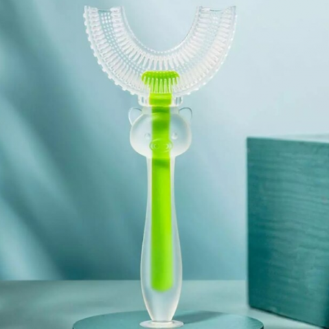 Periuță de dinți copii 2-6 ani, CRM, formă U, silicon moale, ergonomică, verde [1]