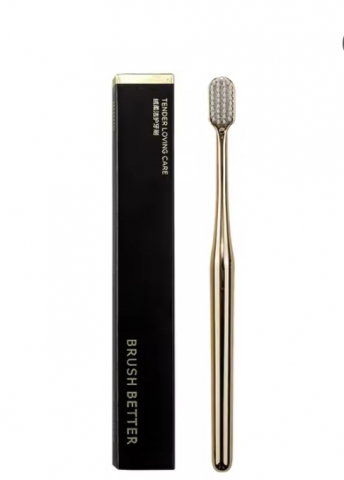 Periute dinti - Periuta de dinti cu peri soft, EVNC, Luxury edition, aurie