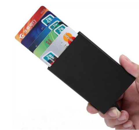 Portcard slim din aluminiu, ADM, securizat RFID, negru [3]