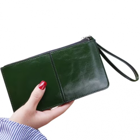 Portofel pentru femei, CRM, din Piele, cu Fermoar, Verde, 21 x 11.5 cm [4]