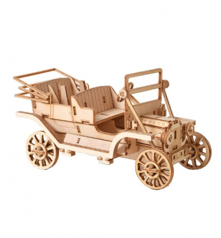 Puzzle 3D din Lemn EVNC – Model Vintage Car | Construcție DIY [2]