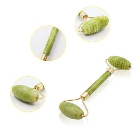 Rola pentru masaj facial din piatra jad, Massage Roller, ADM, verde [1]