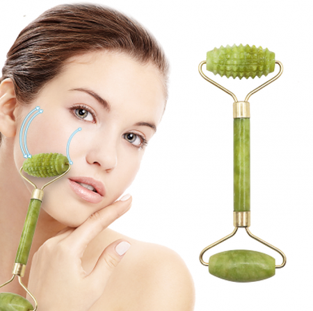 Rola pentru masaj facial din piatra jad, Massage Roller, ADM, verde [3]