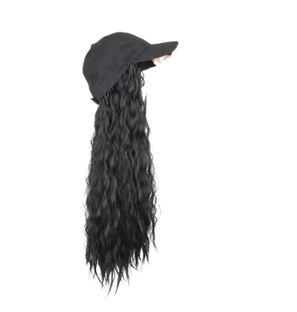 Fashion - Șapcă cu Perucă Atașată EVNC - Long Wave Baseball Cap, Brunet
