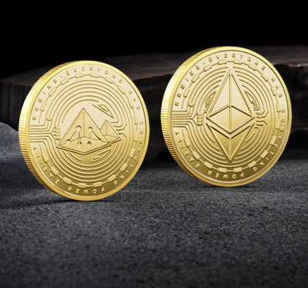 Moneda crypto pentru colectionari, GMO, Ethereum ETH, aurie [3]