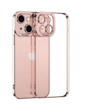 Huse telefoane mobile - Husa Apple iPhone 13, EVNC,  Electroplate Transparent,  margini roz