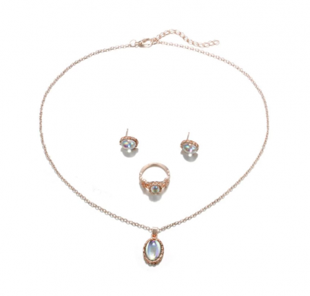 Set bijuterii femei cu lantisor, inel si cercei, Opal Gem, 11 g – Eleganta si rafinament [2]