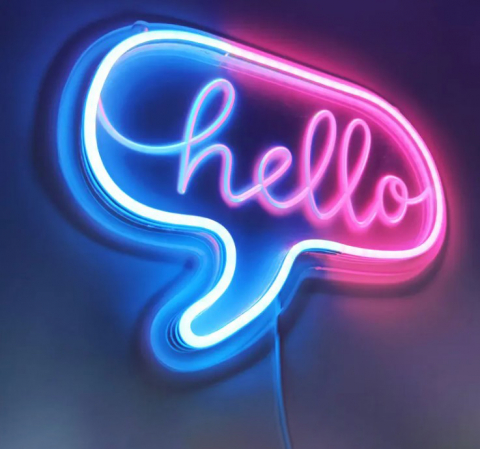 Semn luminos LED Neon „Hello” – mov, 31x22 cm, decor modern [2]