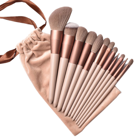 Cosmetice & Produse ingrijire personala - Set 13 pensule pentru machiaj, ADM, Glow, cu husa din catifea