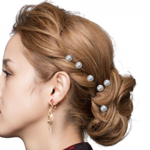 Accesorii pentru cap si par - Set 18 Ace pentru par, CRM, decoratiuni elegante, alb/auriu