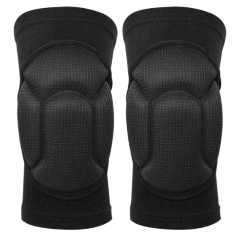 Set 2 genunchiere elastice cu protecție, CRM, unisex, mărime universală, pentru lucru sau sport, negru