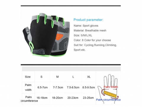 Set 2 manusi anti-alunecare, CRM, pentru activitati sportive sau ciclism, fara degete, cu prindere velcro, unisex, marime XL [1]