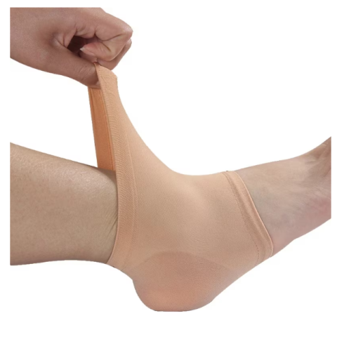 Articole Sanatate & Wellness - Set 2 protectii calcai cu gel, CRM, mansete elastice silicon, anti-durere si anti-frecare, bej, unisex