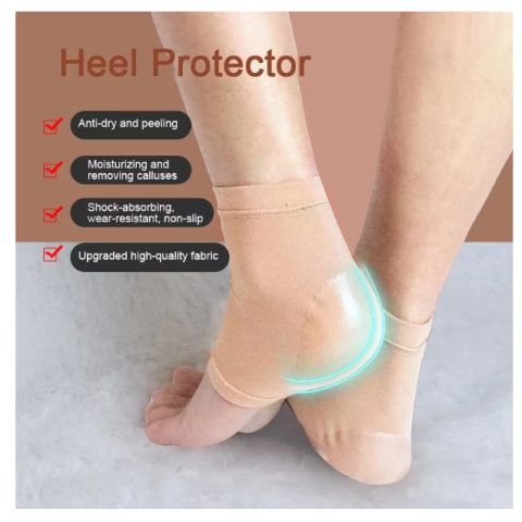 Set 2 protectii calcai cu gel, CRM, mansete elastice silicon, anti-durere si anti-frecare, bej, unisex [3]