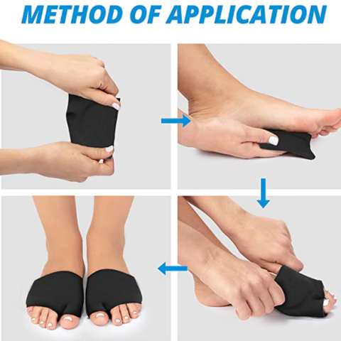 Set 2 Protectii Monturi Picior, CRM, Suport Metatarsal Elastic, Antialunecare, Confort si Amortizare, Negru [5]