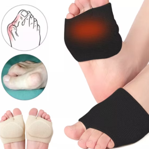 Set 2 Protectii Monturi Picior, CRM, Suport Metatarsal Elastic, Antialunecare, Confort si Amortizare, Negru [4]