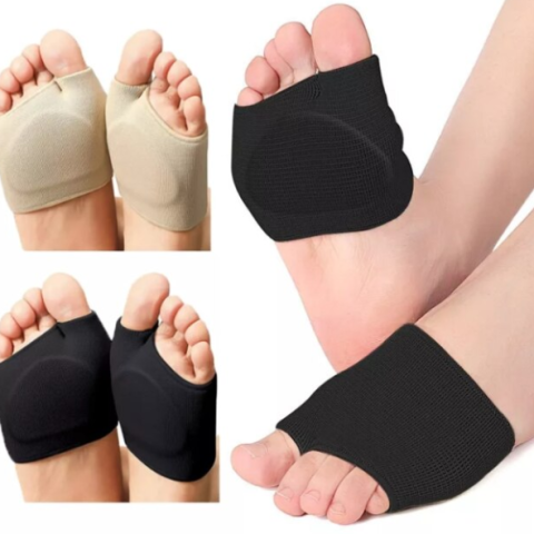 Set 2 Protectii Monturi Picior, CRM, Suport Metatarsal Elastic, Antialunecare, Confort si Amortizare, Negru [1]