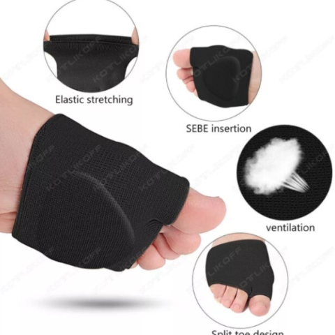 Set 2 Protectii Monturi Picior, CRM, Suport Metatarsal Elastic, Antialunecare, Confort si Amortizare, Negru [3]