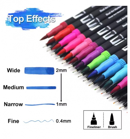 Set 48 de Markere pentru Adulți EVNC - Art Marker Dual Brush, 1 Cap Tip Pensulă și 1 Cap pentru Detalii [5]