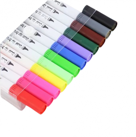 Instrumente de scris - Set 12 de Markere pentru Adulți EVNC - Art Marker Dual Brush, 1 Cap Tip Pensulă și 1 Cap pentru Detalii