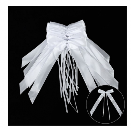 Set 50 de fundite decoratiuni pentru nunta, EVNC, White Wedding, potrivite pentru masini, scaune sau pahare [4]