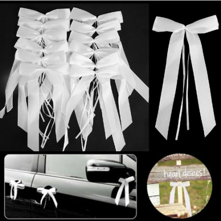 Set 50 de fundite decoratiuni pentru nunta, EVNC, White Wedding, potrivite pentru masini, scaune sau pahare [2]