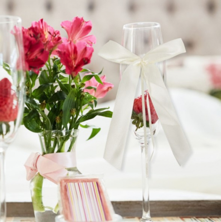 Set 50 de fundite decoratiuni pentru nunta, EVNC, White Wedding, potrivite pentru masini, scaune sau pahare [1]