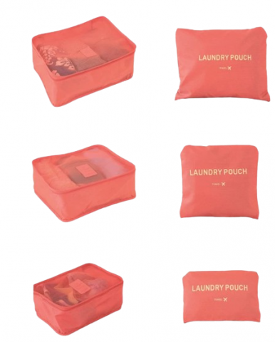 Accesorii vestimentare - Set 6 genti organizatoare pentru calatorii, EVNC, Travel Storage Bag, marimi diverse, roz