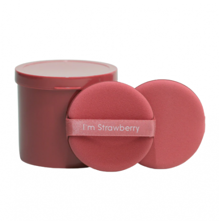 Set 7 buretei pentru make-up, EVNC, Strawberry Puff, aplicare pudra, include si cutia de depozitare [0]