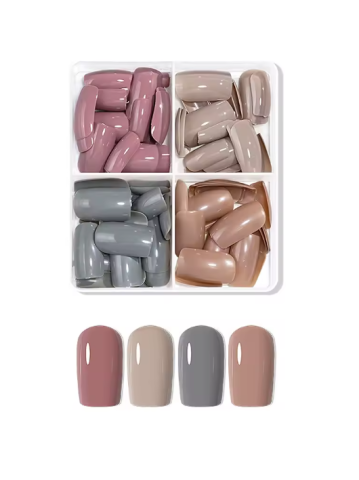 Cosmetice & Produse ingrijire personala - Set 96 Unghii False EVNC - Express Nail Glam, 4 Culori