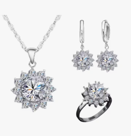 Set Bijuterii Dama, ADM, Sunflower – Colier, Cercei și Inel, Design Floral  [1]