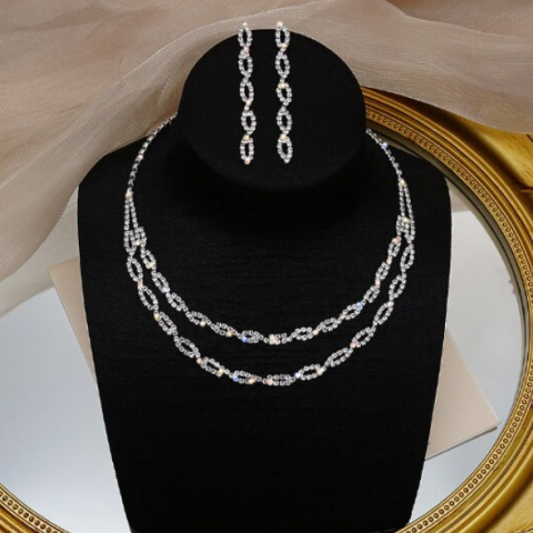 Set bijuterii dama, colier si cercei, Elegance, CRM, argintiu [4]