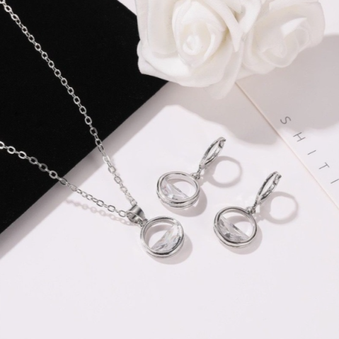 Set Bijuterii Damă Glow – Colier cu Pandantiv și Cercei, Design Elegant cu Strălucire Intensă [2]