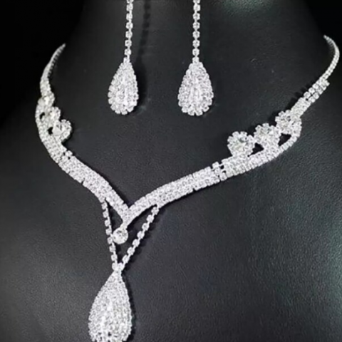 Set Bijuterii Exotic, Colier și Cercei, CRM, Argintiu, Ocazii Speciale [3]