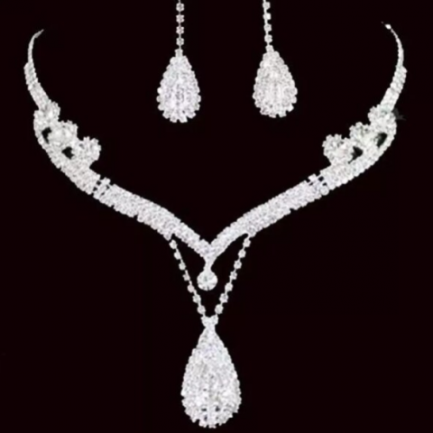 Set Bijuterii Exotic, Colier și Cercei, CRM, Argintiu, Ocazii Speciale [4]