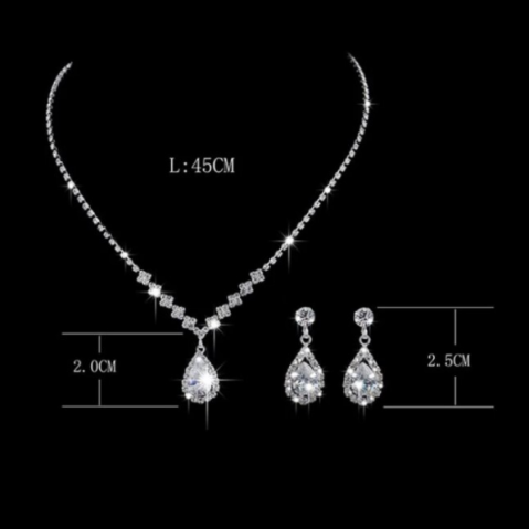 Set bijuterii femei, CRM, colier si cercei cu cristale, elegant [2]