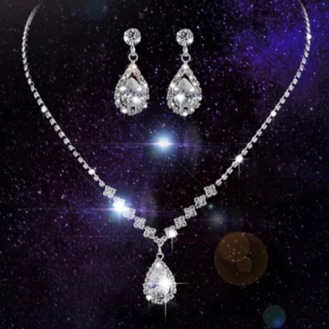 Set bijuterii femei, CRM, colier si cercei cu cristale, elegant [1]
