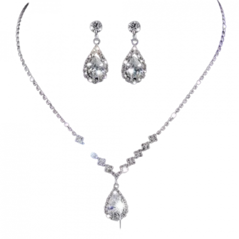 Set bijuterii femei, CRM, colier si cercei cu cristale, elegant [3]