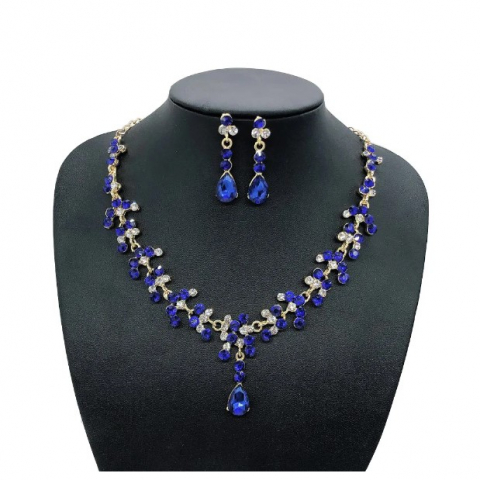 Set bijuterii pentru femei, GMO, Wedding Safir Cristal, colier si cercei, forma muguri [2]