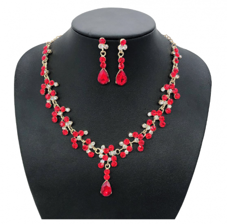 Set bijuterii pentru femei, GMO, Wedding Safir Cristal, colier si cercei, forma muguri [5]