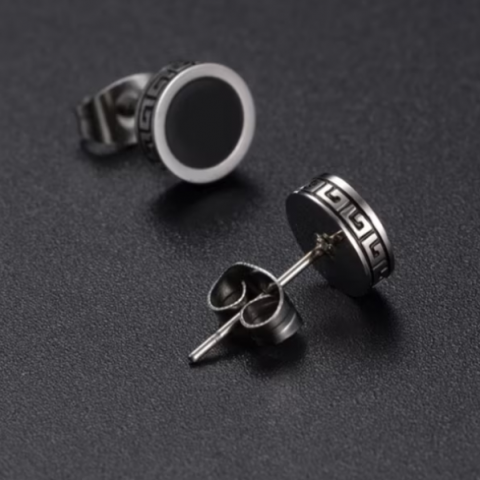 Set cercei argintii, CRM, pentru barbati, rotunzi, 8mm [5]