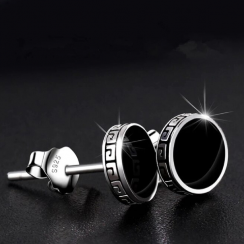 Set cercei argintii, CRM, pentru barbati, rotunzi, 8mm [1]