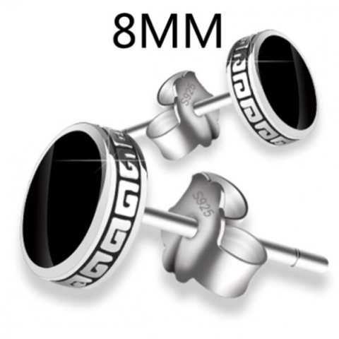 Set cercei argintii, CRM, pentru barbati, rotunzi, 8mm [4]