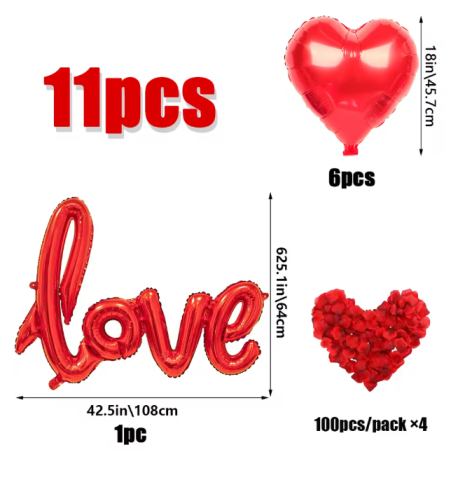 Set de Baloane EVNC - Valentine's Day Party, Include și Petale [4]