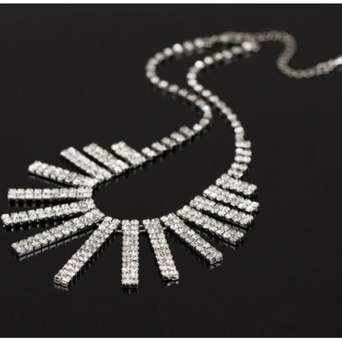 Set elegant colier si cercei, pentru ocazii speciale, CRM, Crystal, argintiu, 37.5+6cm [4]