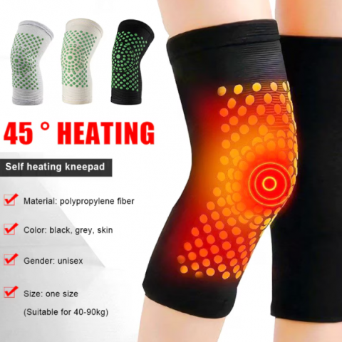 Set Genunchiere Auto-Încălzire cu Turmalină, CRM, Elastice, Mărime Universală, Unisex, Negru [2]