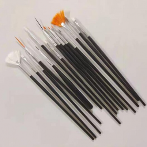 Set Nail Art - 15 Pensule pentru Decorare Unghii, CRM, Design Manichiură, Gel UV, Negru [1]