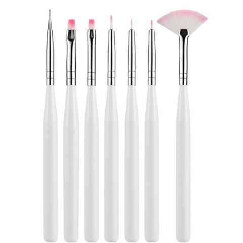 Set Nail Art - 7 Pensule pentru Decorare Unghii, CRM, Design Manichiură, Gel UV, Alb [1]