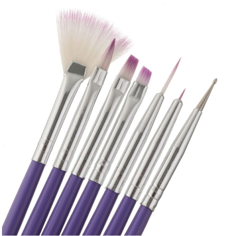 Set Nail Art - 7 Pensule pentru Decorare Unghii, CRM, Design Manichiură, Gel UV, Violet [1]